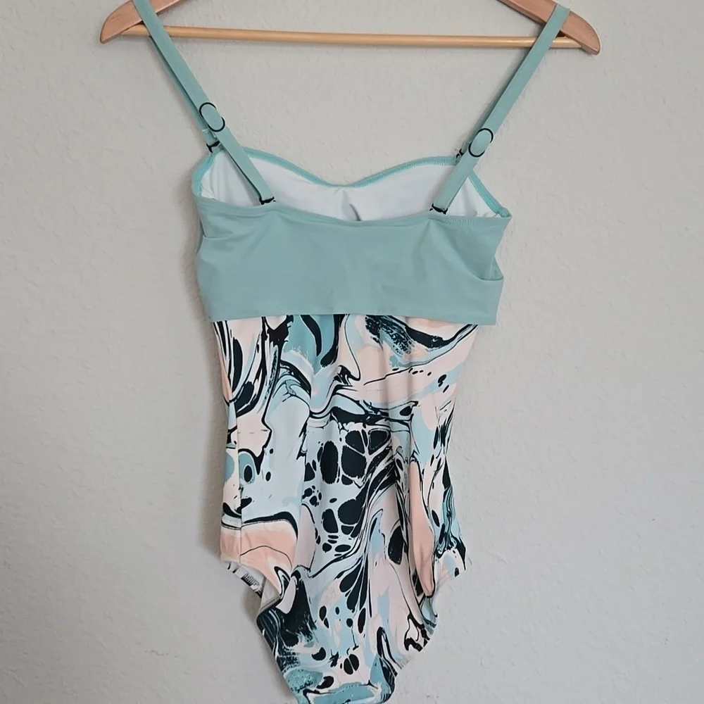 Flagpole NYC Nora Stylish Teal and Patterned One-Piece Swimsuit Summer
